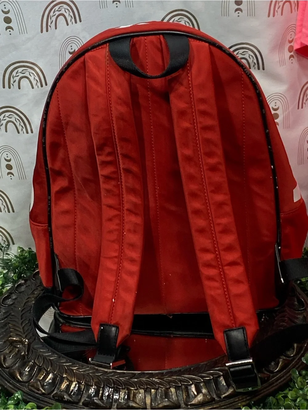 Michael Kors Red and Black Logo Backpack